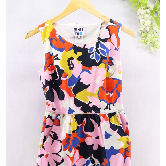 Anthropologie Whit Two Pink Floral Petal Cross Back Dress Tiki 4 - Picture 3 of 10